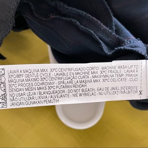 Zara Pinafore Midi Dress Womens Navy/Red Medium Pinstripe Overalls Casual Basic - Picture 8 of 8